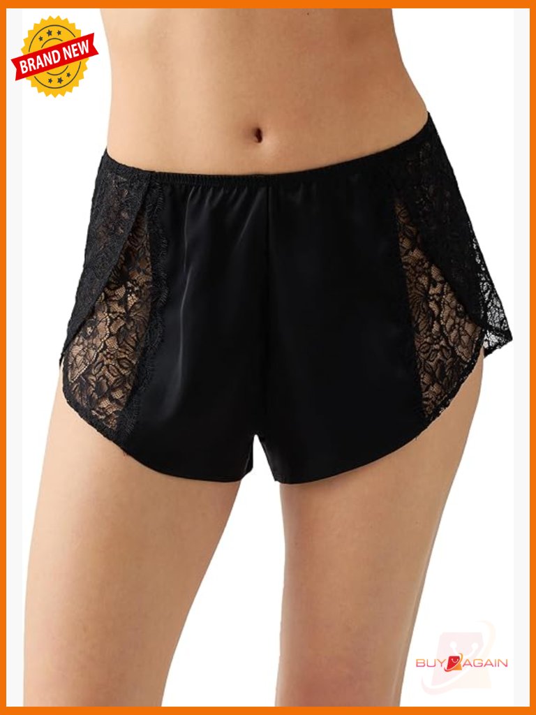 Satin Lace Shorty Lingerie Bottoms High Rise Boy Shorts